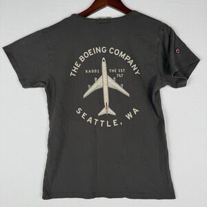 Boeing Red Canoe T-Shirt Womens S Grey Short Sleeve Seattle Washington Airplane